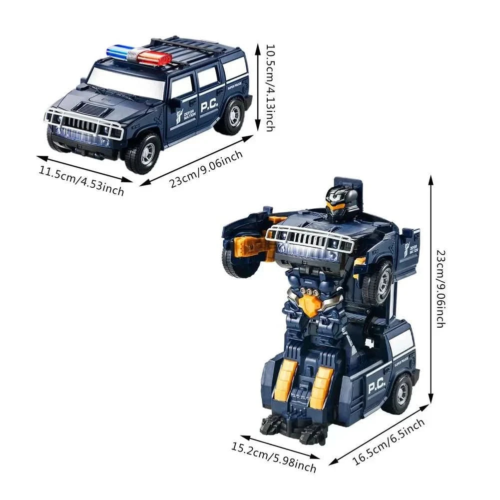 Roboterauto – 2-In-1 Polizeiauto & Roboter Mit Licht & Klang