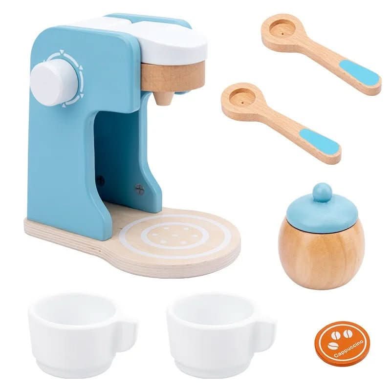 MiniKoch Holzset – Holz Küchen-Spielset – Kaffeemaschine, Toaster und Mixer – Montessori Küche