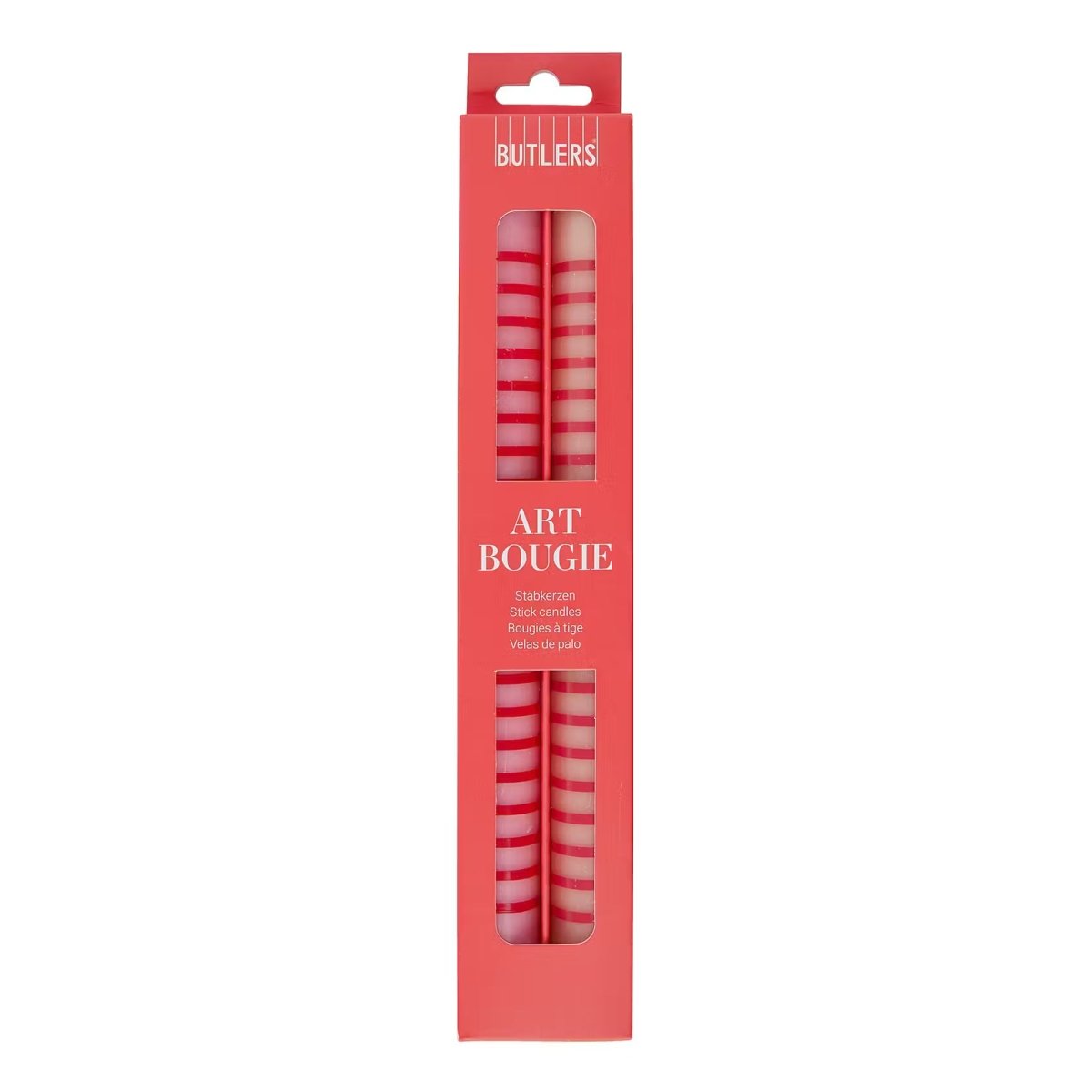 ART BOUGIE Stabkerze Streifen 2er Set