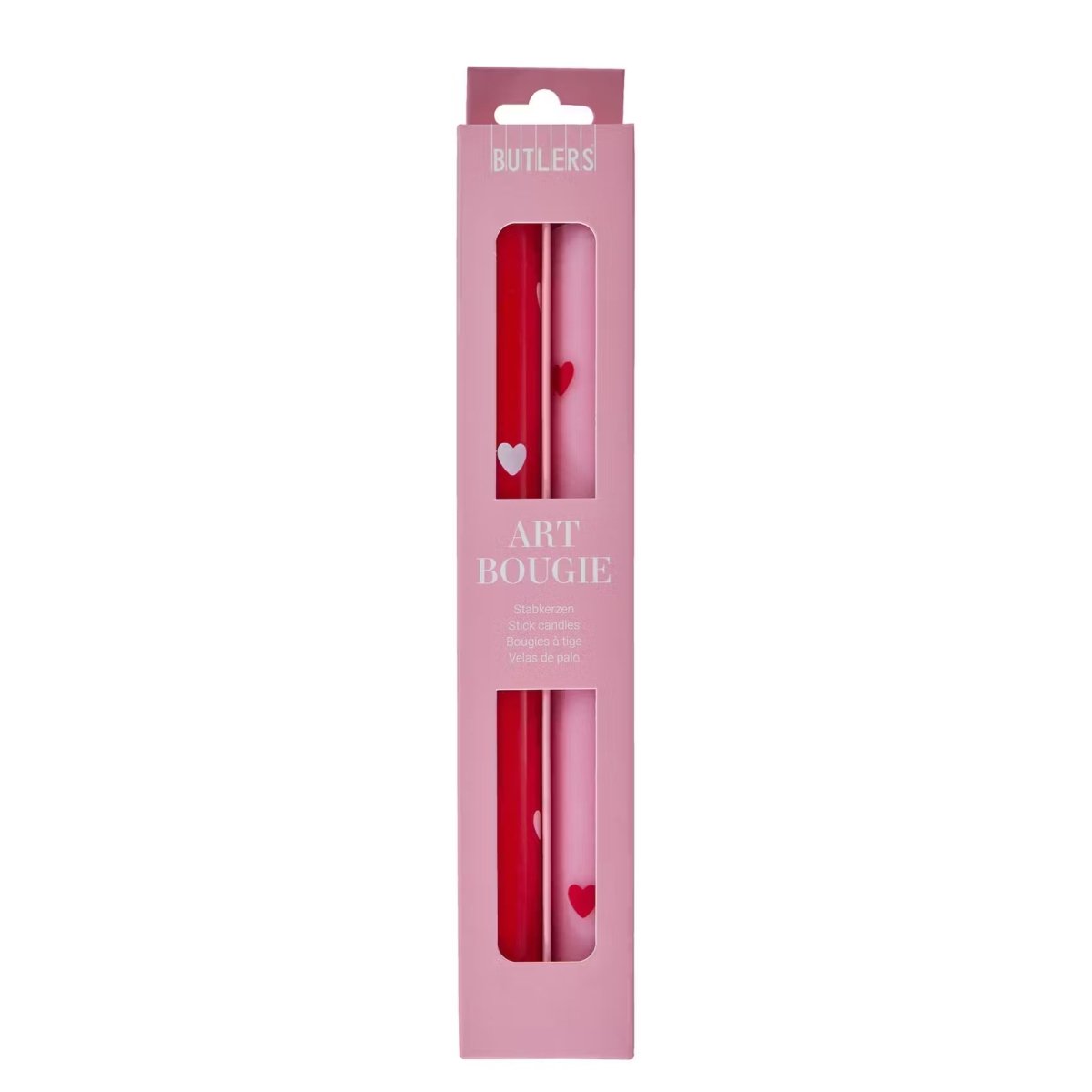 ART BOUGIE Stabkerze Herzen 2er Set