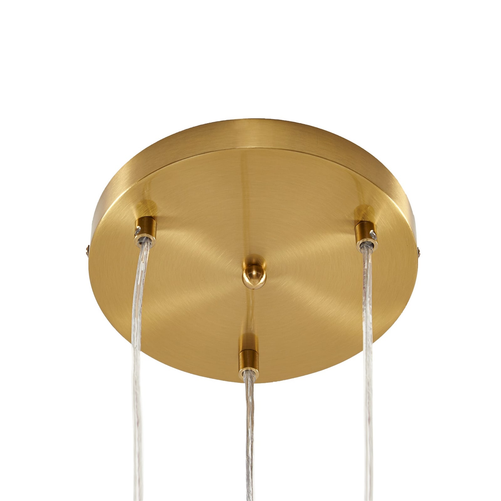 Lindby hanglamp Piatra, Ø 25 cm, 3-lamps, opaal/messing, glas