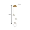 Lindby hanglamp Piatra, Ø 25 cm, 3-lamps, opaal/messing, glas