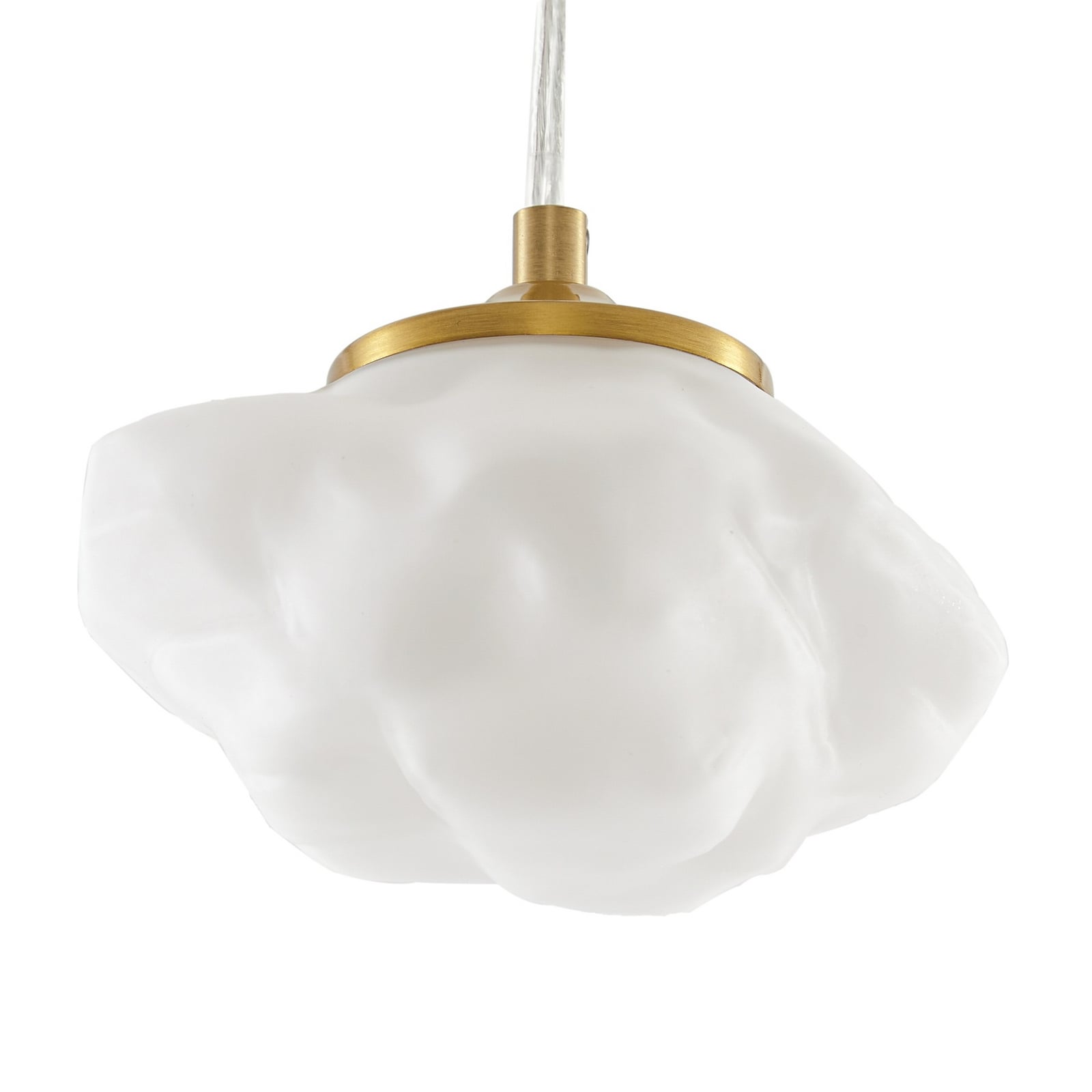 Lindby hanglamp Piatra, Ø 25 cm, 3-lamps, opaal/messing, glas