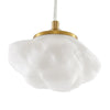 Lindby hanglamp Piatra, Ø 25 cm, 3-lamps, opaal/messing, glas