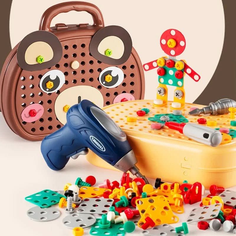 Klein Erbauer Werkzeug Set – 203-teiliges Konstruktionsspielzeug Mit Klein-Bohrmaschine