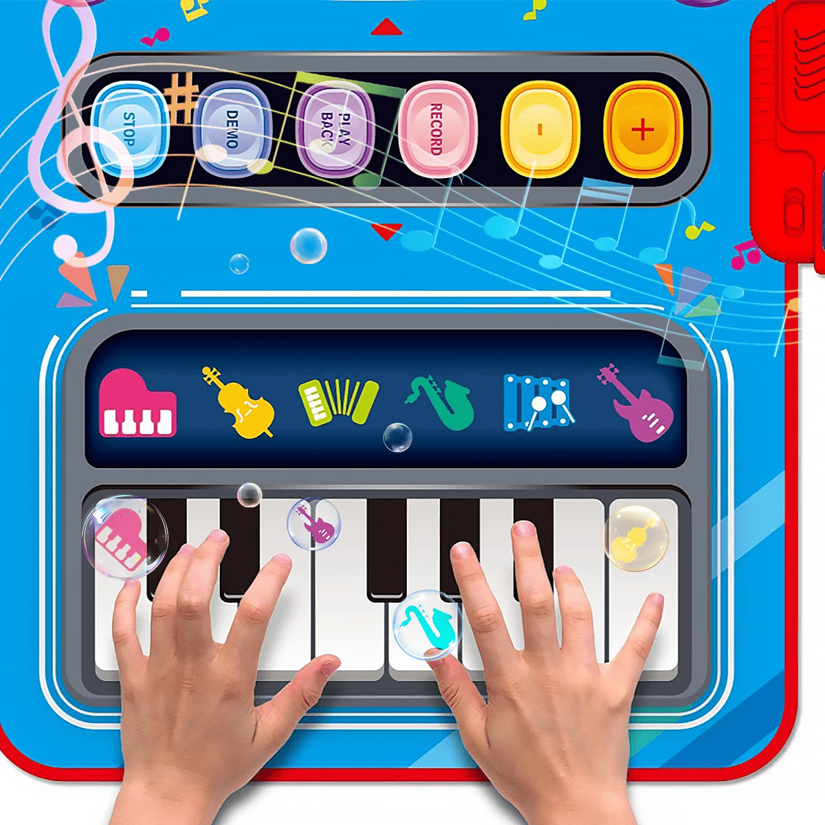 Spieltöne Klang Matte – Interaktive Musikmatte für Kinder mit 5 Instrumenten (Trommeln, Klavier, Geige)