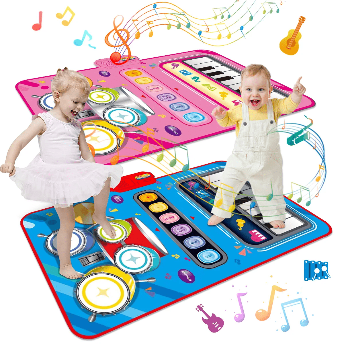 Spieltöne Klang Matte – Interaktive Musikmatte für Kinder mit 5 Instrumenten (Trommeln, Klavier, Geige)