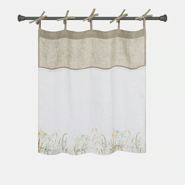 LOZÈRE Scheibengardine – Romantische Leinengardine Mit Floralem Print