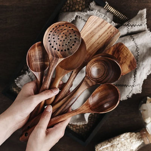 TeakCraft Teakholz Küchenutensilien Set – Langlebig & Stilvoll für jede Küche-1