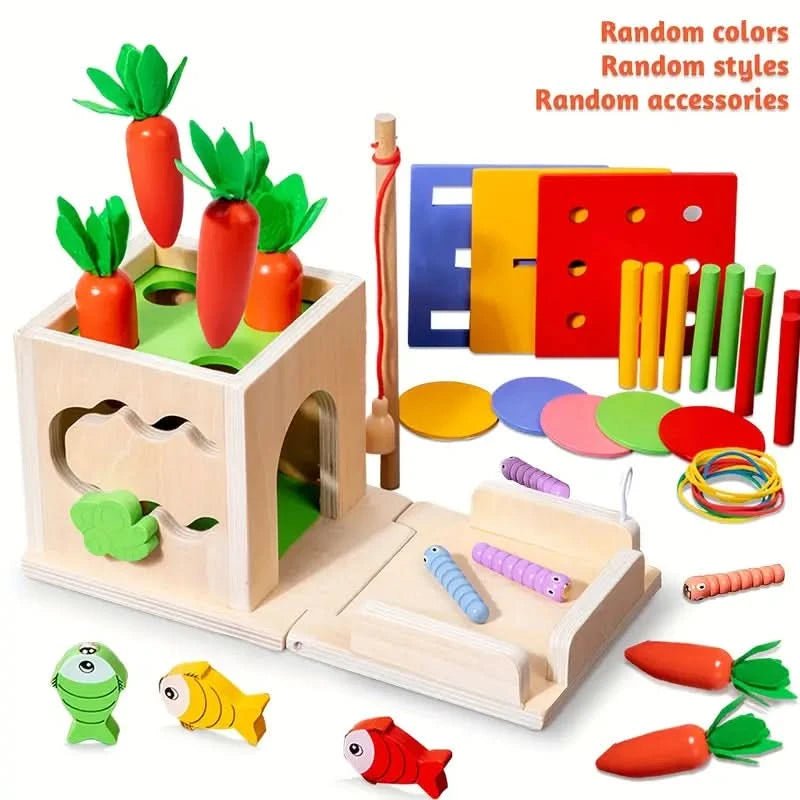KleinerPfad Spielwürfel – 8-In-1 Montessori-Holzspielbox Aus Holz Für Babys