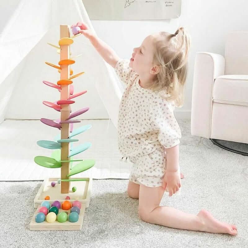 Holz-Marmor-Turm - Interaktives Sinnes-Spielzeug für Kinderentwicklung-2