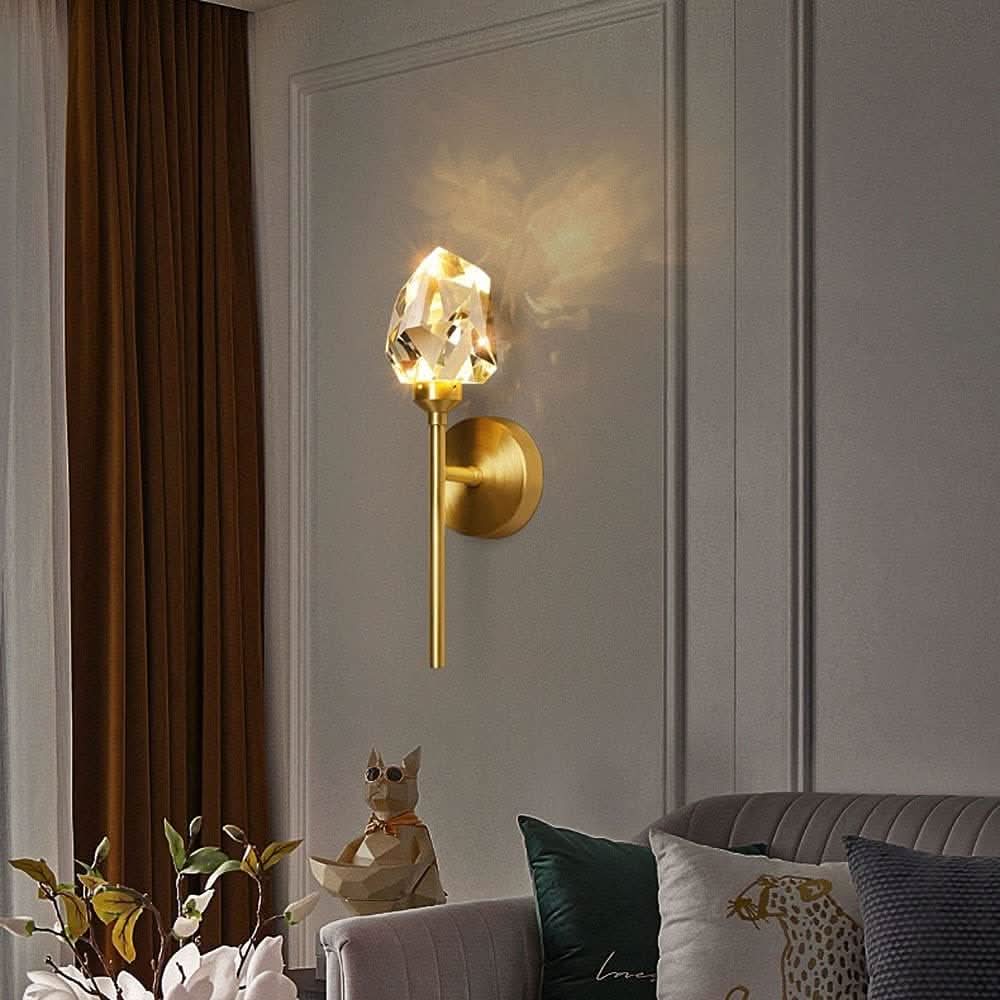 Shanghai Glas-Wandleuchte Goldene Metallfassung und Klares Glas