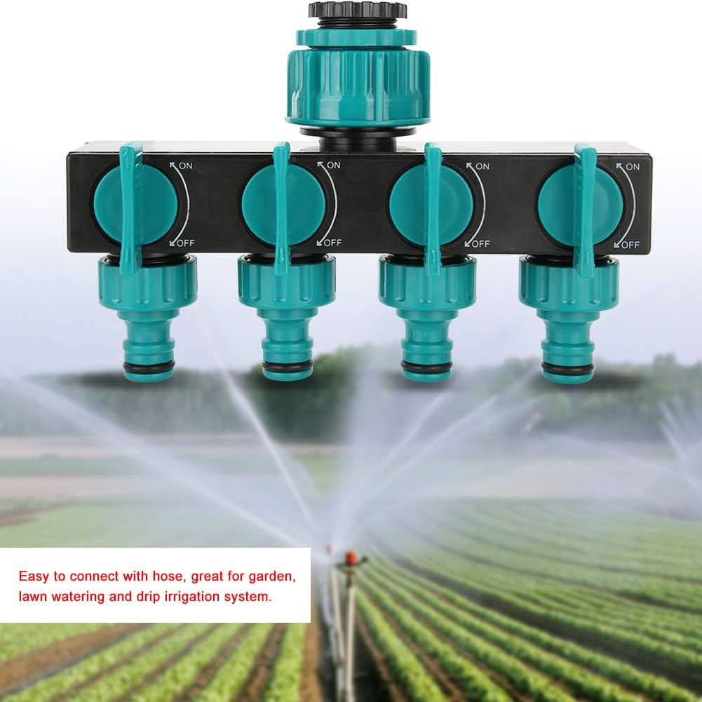 Premium 4-Wege Gartenschlauchverteiler - Verstellbarer Wasserhahnadapter-4