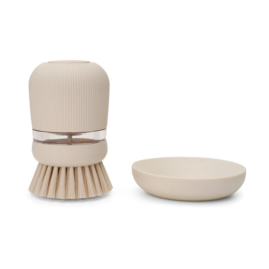 Brabantia Spülmittel-Schale mit Spülbürste, Soft beige