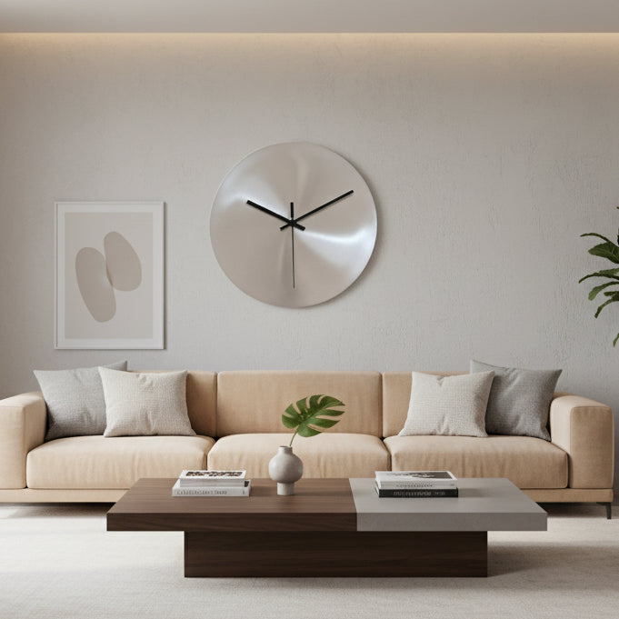 Minutra Wanduhr Aus Edelstahl Mit Präziser Zeitanzeige Und Zeitlosem Design