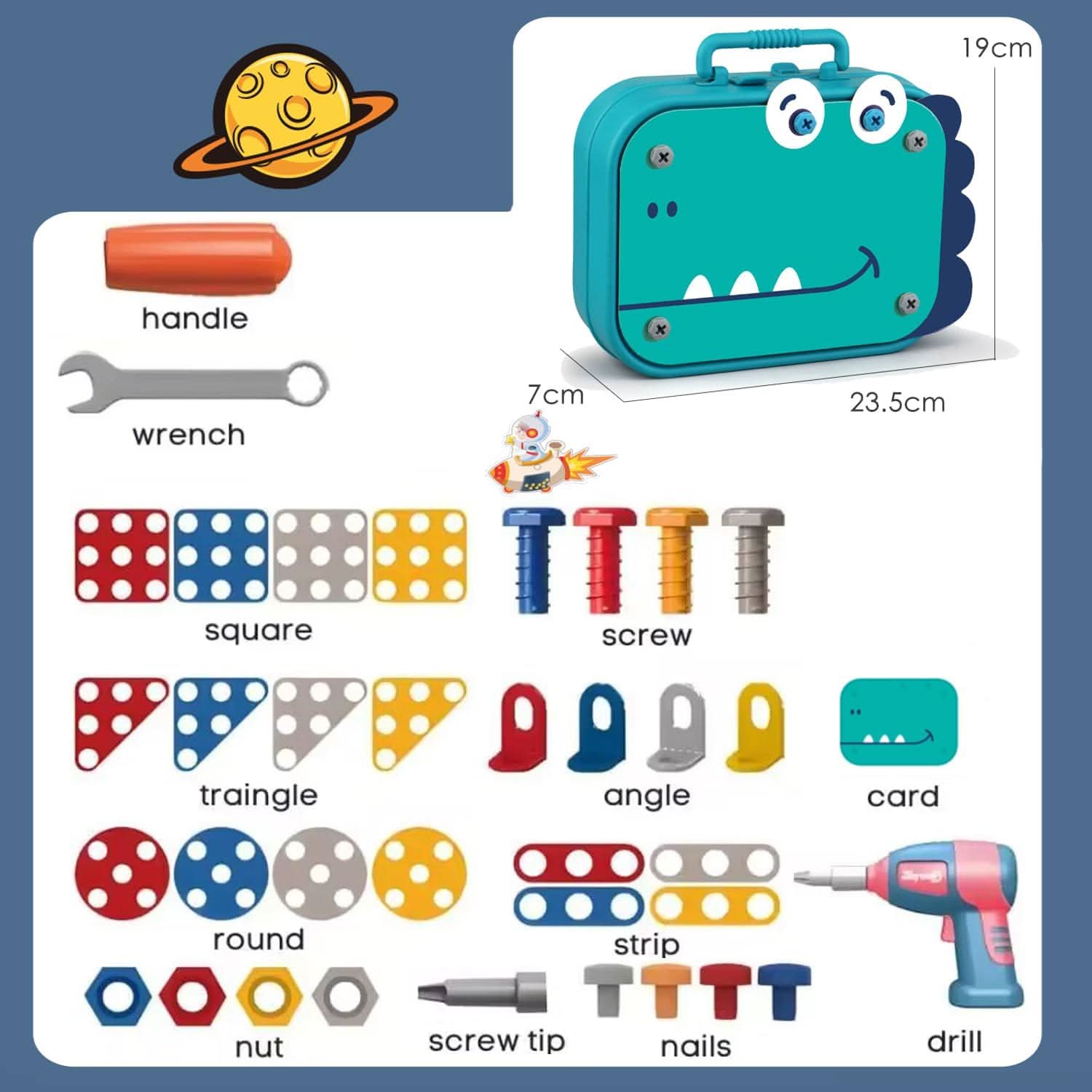 BuildiBits Kreatives Set – Buntes Konstruktionsspielzeug Mit Bohrer & Werkzeug Für Kinder Ab 3 Jahren