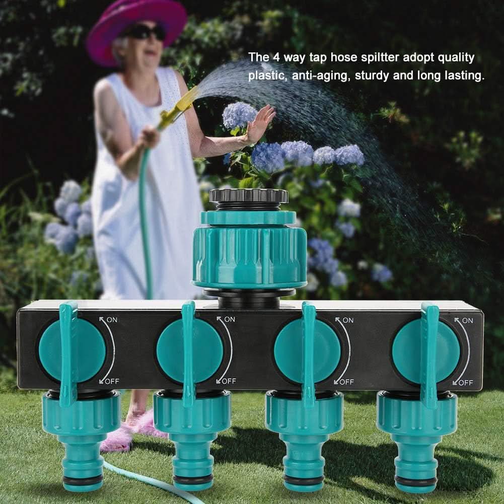 Premium 4-Wege Gartenschlauchverteiler - Verstellbarer Wasserhahnadapter-5