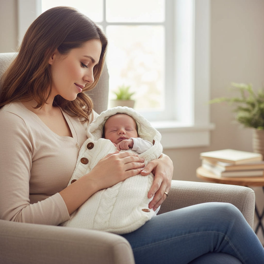 Hugnest Baby Tragetuch – Kuscheliger Neugeborenen-Schlafsack Mit Kapuze In Beige