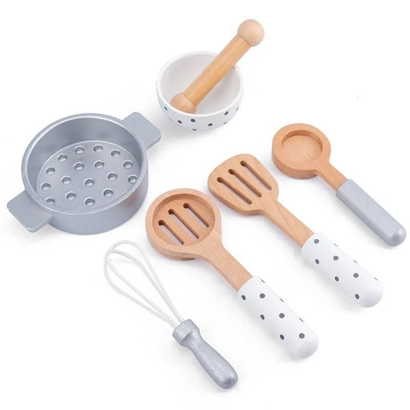 MiniKoch Holzset – Holz Küchen-Spielset – Kaffeemaschine, Toaster und Mixer – Montessori Küche