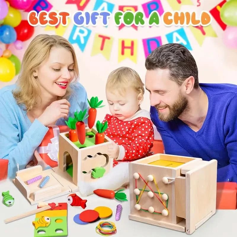 KleinerPfad Spielwürfel – 8-In-1 Montessori-Holzspielbox Aus Holz Für Babys