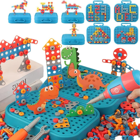 BuildiBits Kreatives Set – Buntes Konstruktionsspielzeug Mit Bohrer & Werkzeug Für Kinder Ab 3 Jahren