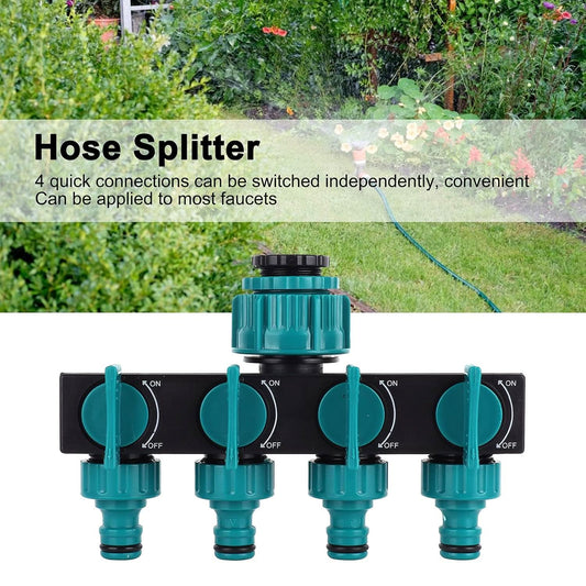 Premium 4-Wege Gartenschlauchverteiler - Verstellbarer Wasserhahnadapter-1