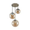 Lindby hanglamp Teeja, amber, 3-lamps, Ø52cm, glas, E27