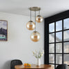 Lindby hanglamp Teeja, amber, 3-lamps, Ø52cm, glas, E27