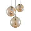 Lindby hanglamp Teeja, amber, 3-lamps, Ø52cm, glas, E27