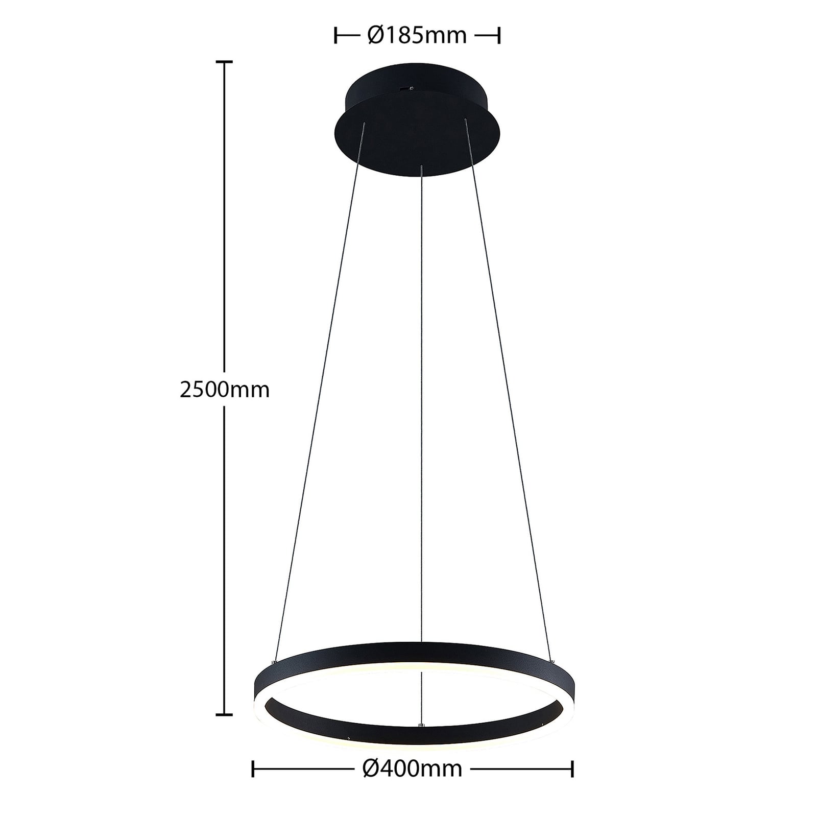 Arcchio LED hanglamp Albiona, zwart, 1 ring, Ø 40 cm