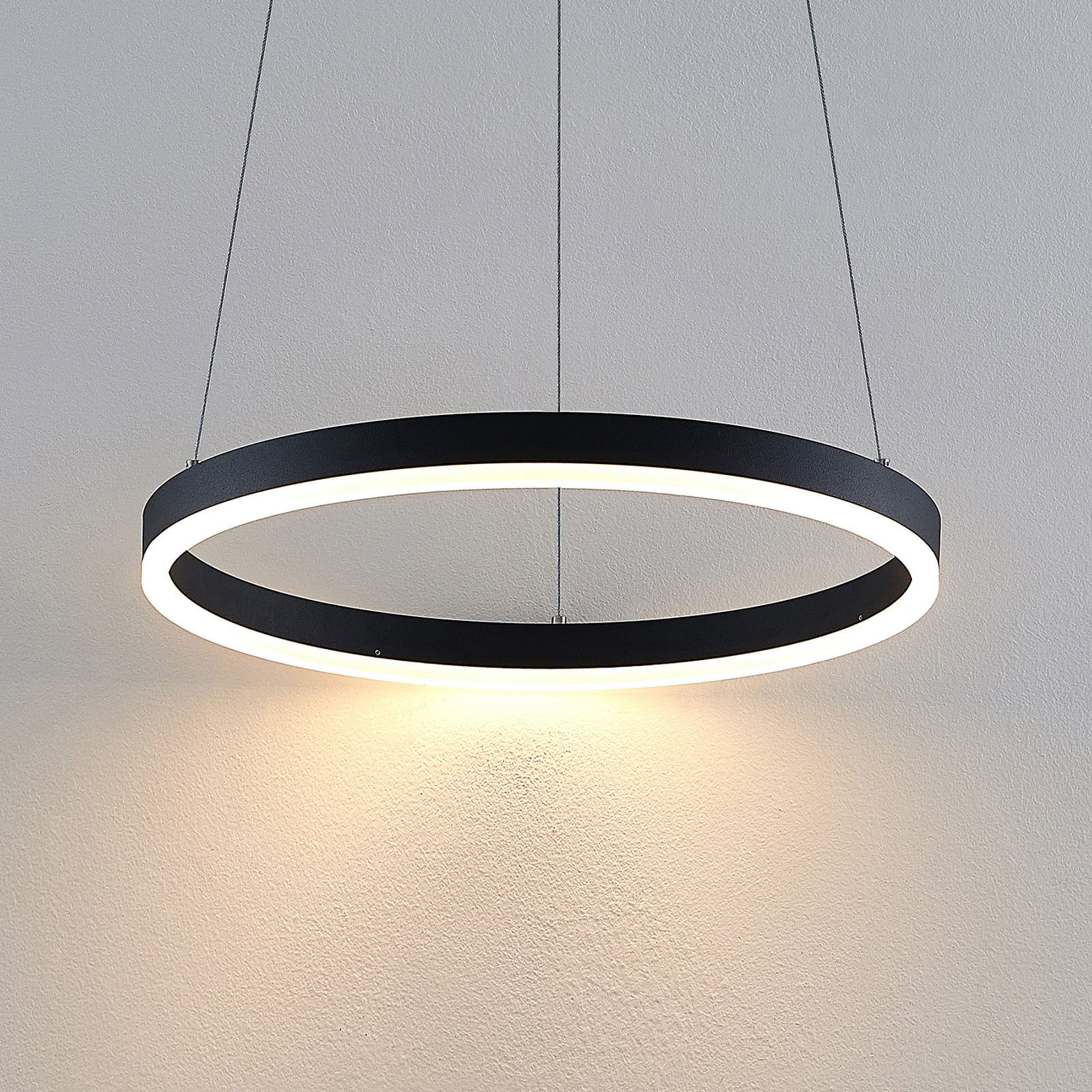 Arcchio LED hanglamp Albiona, zwart, 1 ring, Ø 40 cm