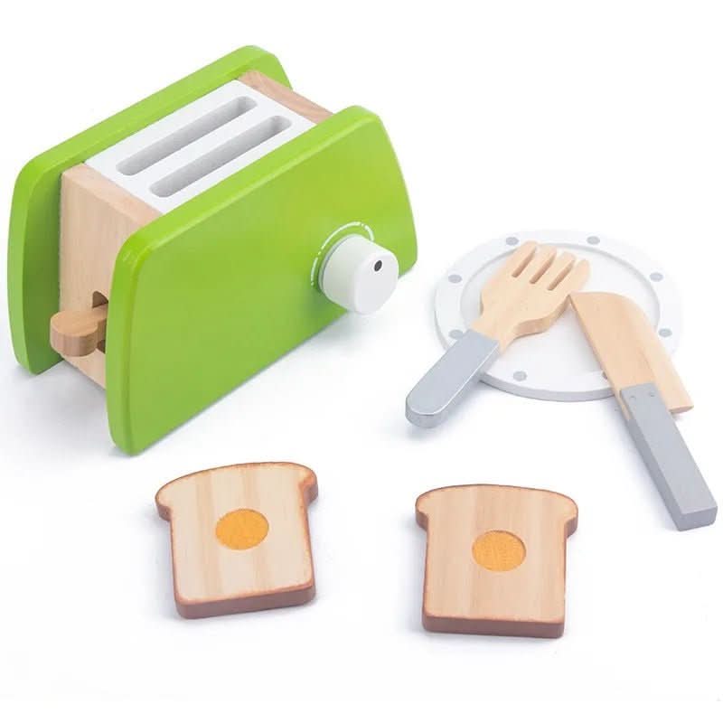MiniKoch Holzset – Holz Küchen-Spielset – Kaffeemaschine, Toaster und Mixer – Montessori Küche