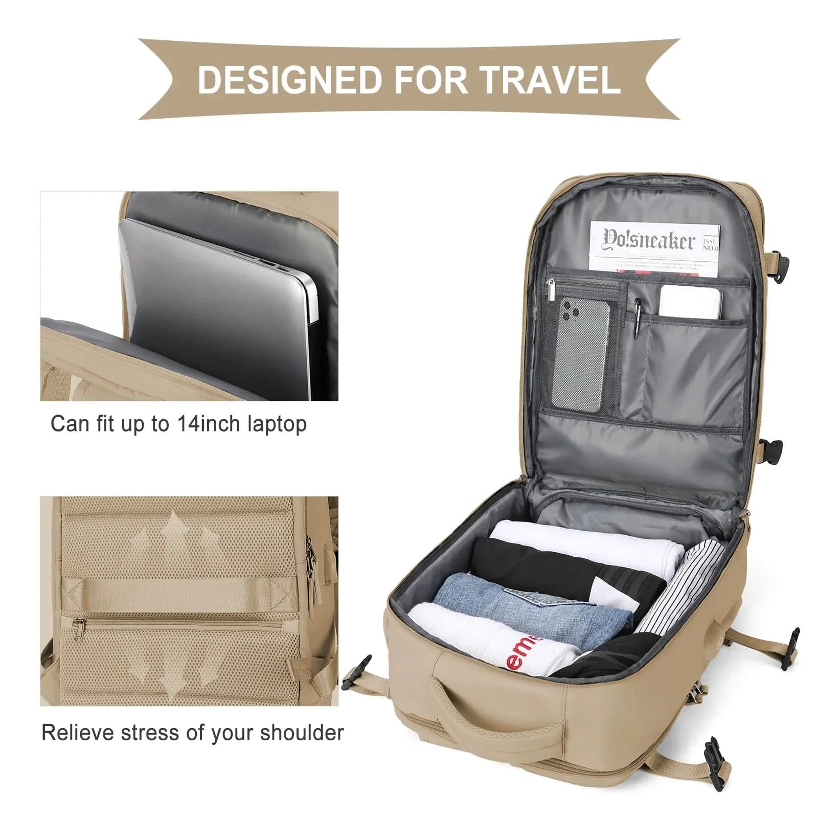 Reise & Tages Rucksack – Handgepäck-Rucksack Für Flüge, Schule & Arbeit – Kompakt & Wasserabweisend