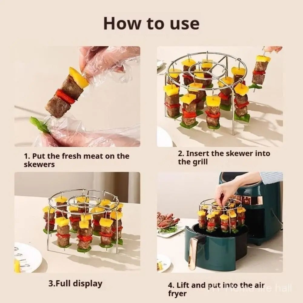 AIRSKEWER – Edelstahl Grill für Luftfritteuse mit Spießhalter 5