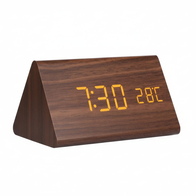 Futura Wecker Holzoptik LED Mit Drei Alarme Temperaturanzeige Einstellbare Helligkeit