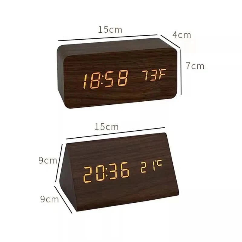 Futura Wecker Holzoptik LED Mit Drei Alarme Temperaturanzeige Einstellbare Helligkeit