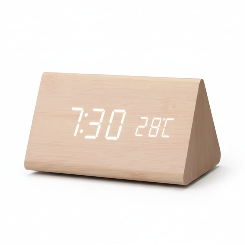 Futura Wecker Holzoptik LED Mit Drei Alarme Temperaturanzeige Einstellbare Helligkeit