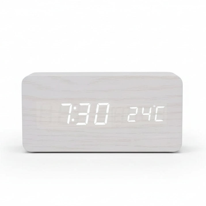 Futura Wecker Holzoptik LED Mit Drei Alarme Temperaturanzeige Einstellbare Helligkeit