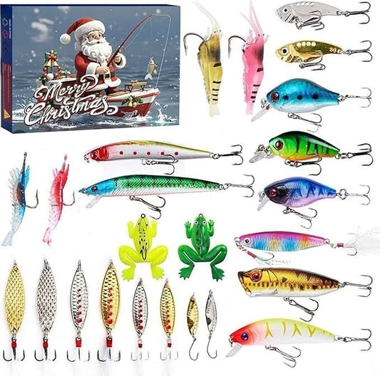 FISHMAS – 24 Tage Weihnachts 2025 Abzählung Angel-Ausrüstung Satz
