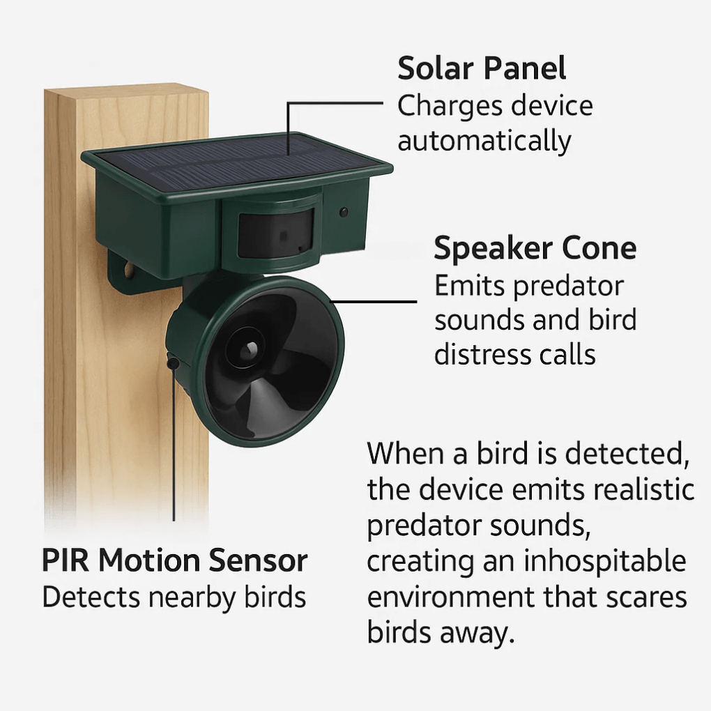 Vogelwächter Sensor – Bewegungsaktivierter Vogelschreck Für Balkon Und Garten