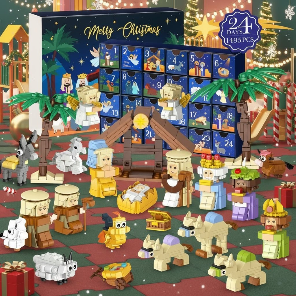 BRICKMAS – Kreativer DIY-Adventskalender mit Krippenmotiv und 24 Bausteinen 1