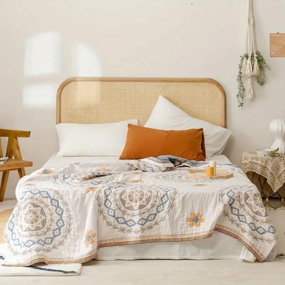 BohoHaven Decke – Baumwoll-Decke Mit Mandala-Muster Für Drinnen & Draußen