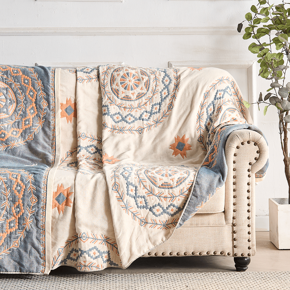 BohoHaven Decke – Baumwoll-Decke Mit Mandala-Muster Für Drinnen & Draußen