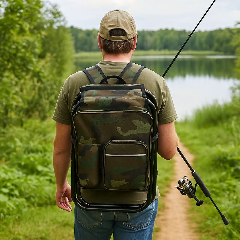 Tarnstuhl Paket – 3-In-1 Rucksack mit Klappstuhl und Kühlfach für Outdoor-Abenteuer