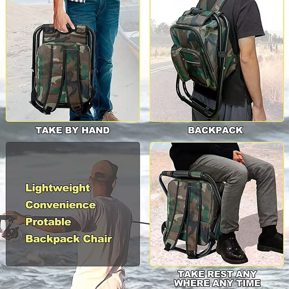 Tarnstuhl Paket – 3-In-1 Rucksack mit Klappstuhl und Kühlfach für Outdoor-Abenteuer