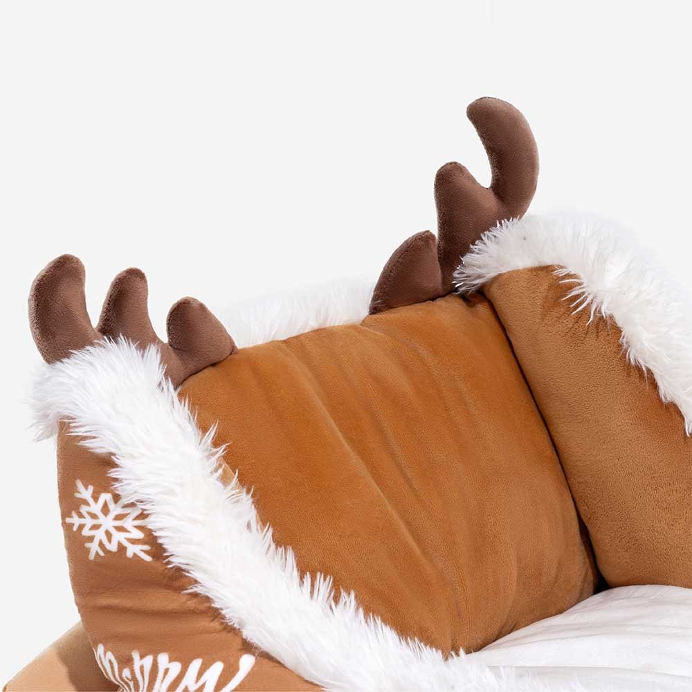 COMFYCLAUS – Weihnachtsschlitten-Hundebett mit Plüsch-Kristallsamt und Anti-Rutsch-Unterseite 8