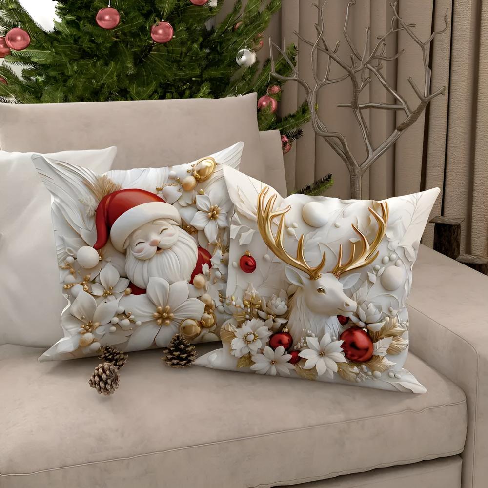 CUSHGLOW – 4er-Set weihnachtlicher Samtkissenbezüge mit einzigartigen festlichen Designs 3
