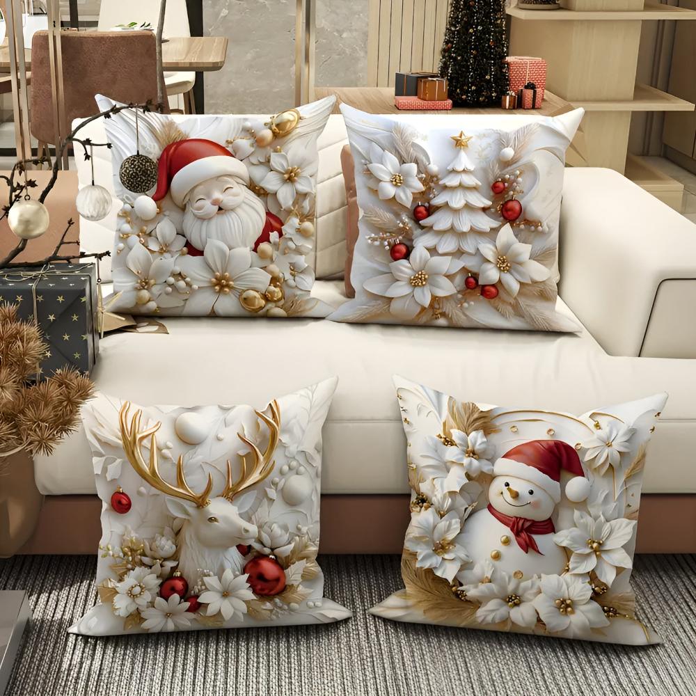CUSHGLOW – 4er-Set weihnachtlicher Samtkissenbezüge mit einzigartigen festlichen Designs 7