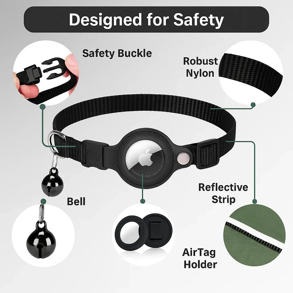 CATSAFE – GPS-Katzenhalsband mit Reflexdesign und Sicherheitsverschluss