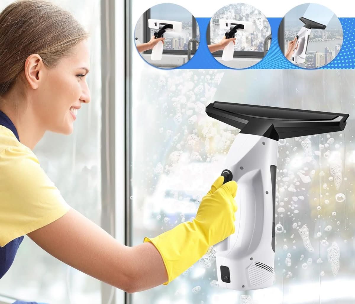 GLASSIX – Schnurloser Elektrischer Fensterstaubsauger Für Streifenfreie Ergebnisse